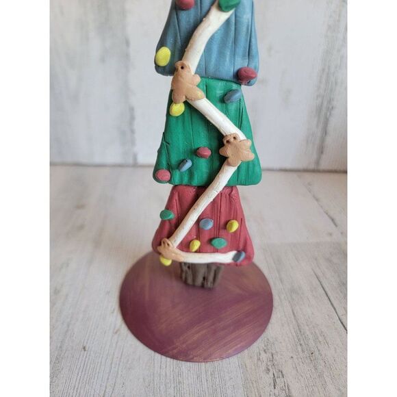 Candlestick holder clay Xmas tree gingerbread men vintage home decor - Picture 4 of 9